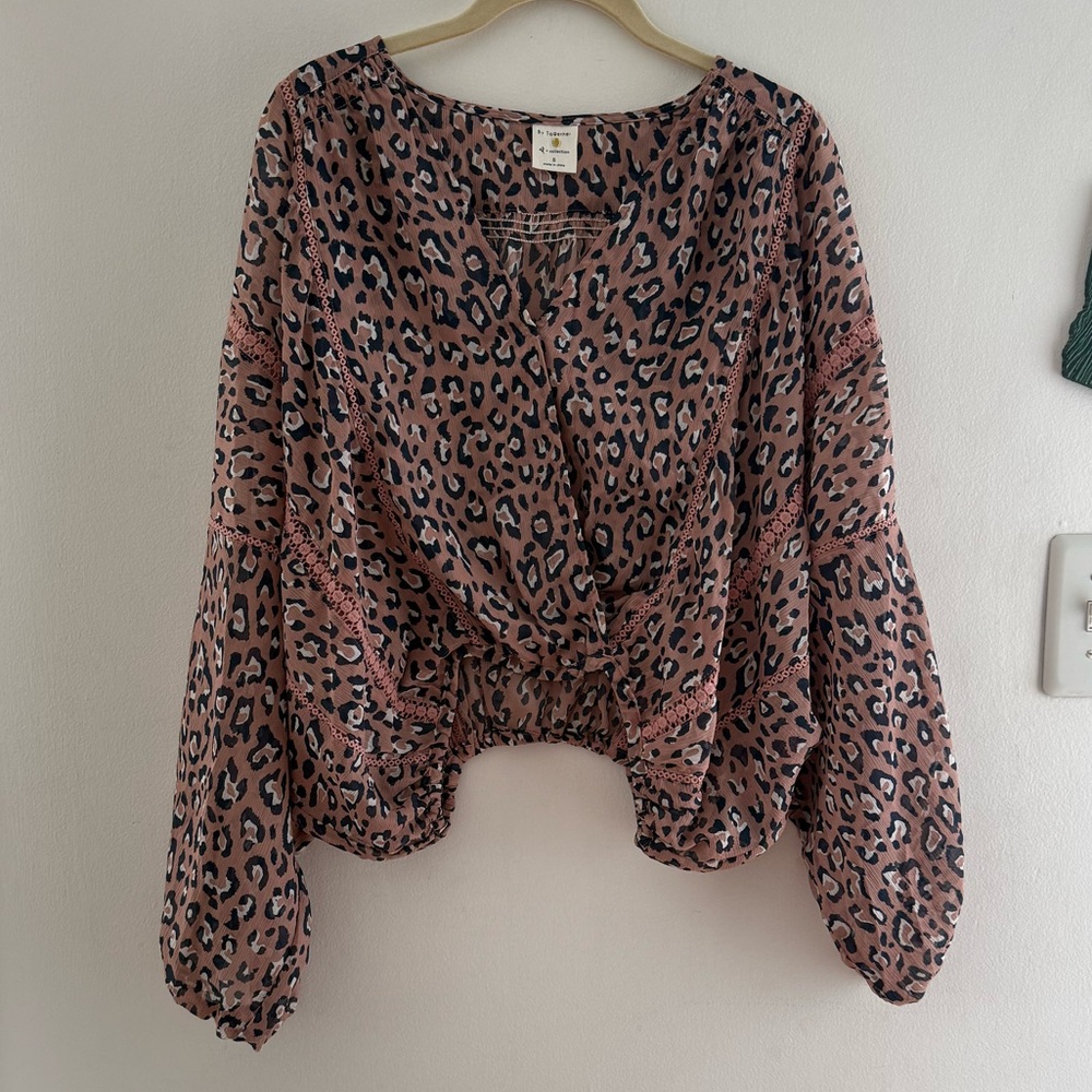 By Together Leopard Print Blouse with Flowing Sleeves